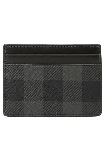 Burberry Charcoal Check And Leather Card Case In Charcoal