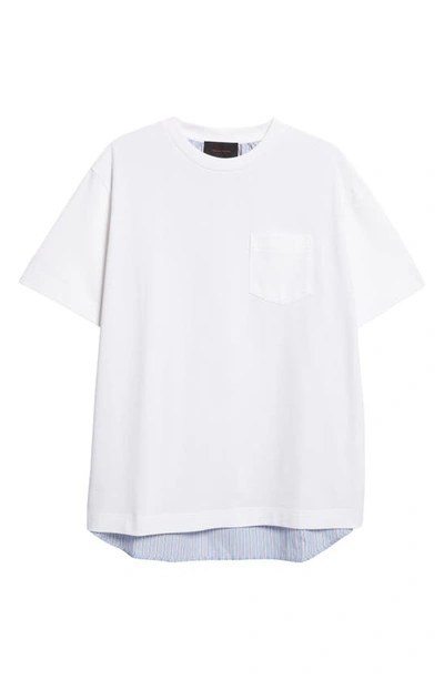 Shop Simone Rocha Patchwork Stripe Pocket T-shirt In White/ Blue Brown Stripe