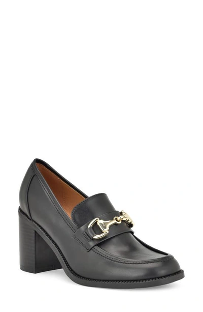 Nine West Koolo 3 Womens Faux Leather Embellished Loafer Heels In Black