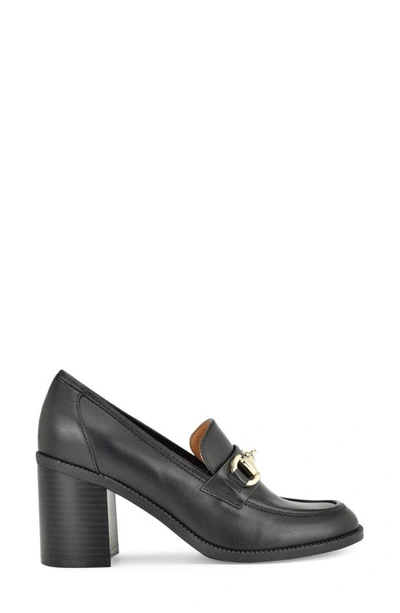 Nine West Koolo 3 Womens Faux Leather Embellished Loafer Heels In Black