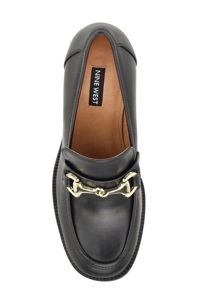 Nine West Koolo 3 Womens Faux Leather Embellished Loafer Heels In Black