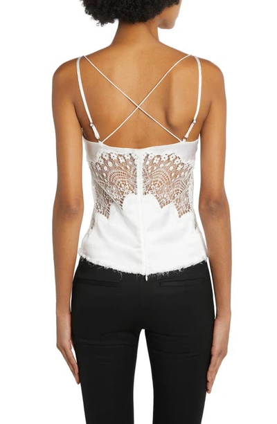Tom Ford Lace-trimmed Silk-blend Satin Camisole In Chalk