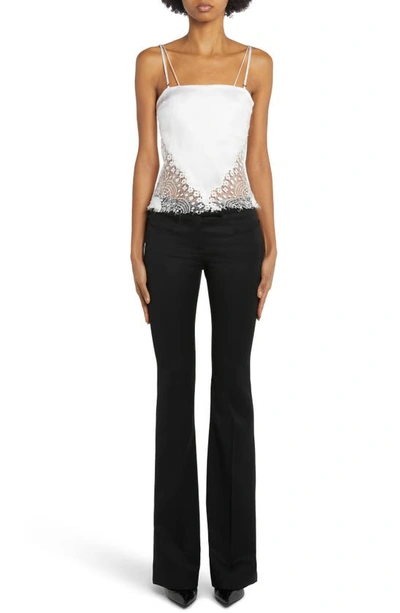Tom Ford Lace-trimmed Silk-blend Satin Camisole In Chalk