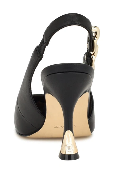 Nine West Veroni Womens Stretch Leather Slingback Heels In Blk01