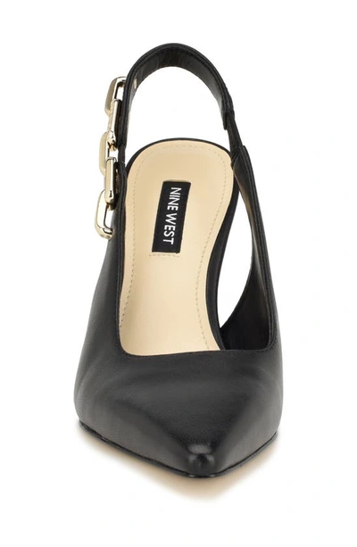 Nine West Veroni Womens Stretch Leather Slingback Heels In Blk01