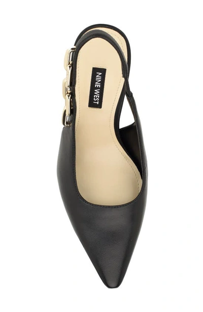 Nine West Veroni Womens Stretch Leather Slingback Heels In Blk01