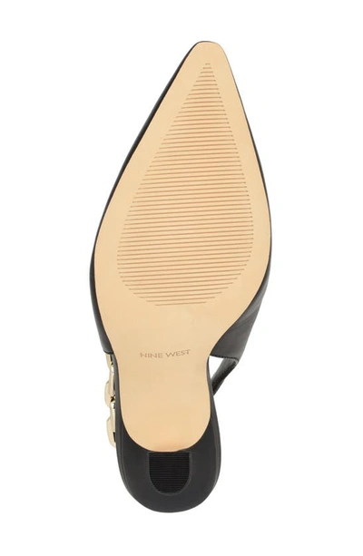 Nine West Veroni Womens Stretch Leather Slingback Heels In Blk01