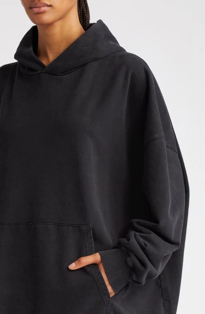 Shop Balenciaga Campaign Oversize Embellished Logo Cotton Hoodie In Black/ Silver