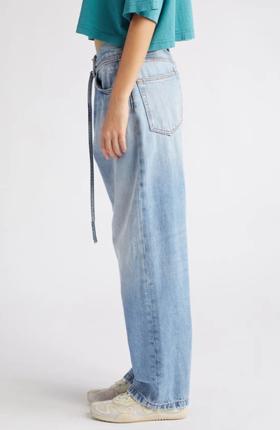 Acne Studios 1991 Toj Distressed High Waist Loose Fit Jeans In Light Blue