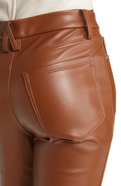 Shop Good American Good Legs Crop Faux Leather Mini Bootcut Pants In Burnt Caramel002