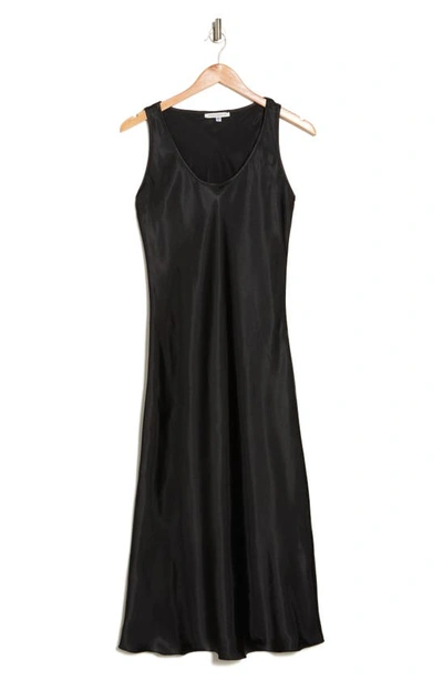 Shop Tash And Sophie Satin U-neck Dress In Black
