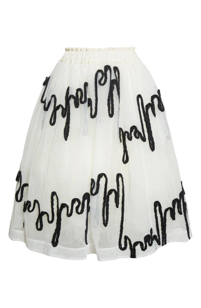 Shop Simone Rocha Embroidered Midi Tutu Skirt In Black/ Ivory