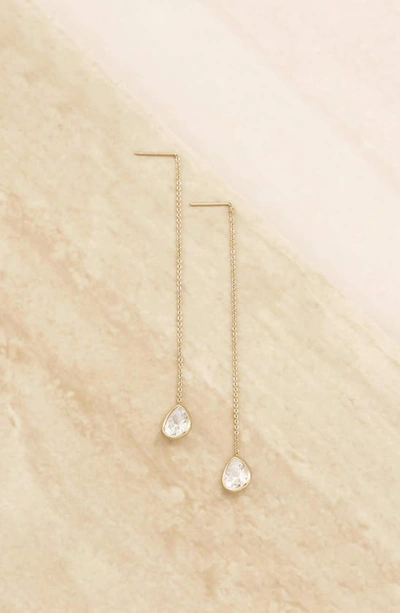 Ettika Cubic Zirconia Threader Earrings In Tan