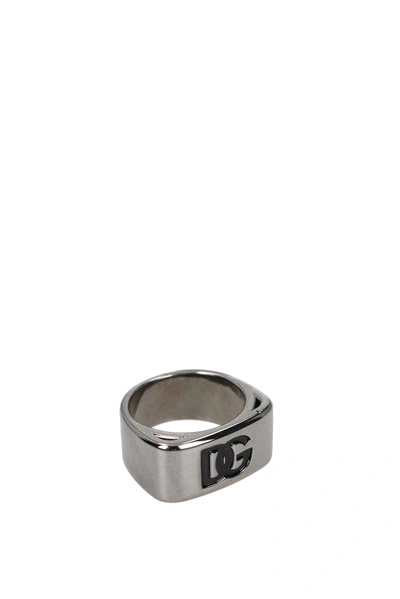 Shop Dolce & Gabbana Dolce&gabbana Rings Brass Silver Black