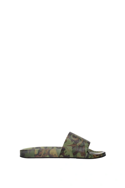 Shop Versace Slippers And Clogs Rubber Green Khaki
