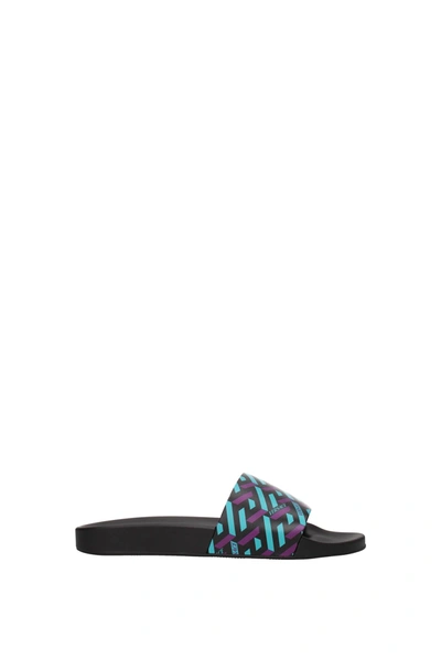 Shop Versace Slippers And Clogs Rubber Multicolor Black