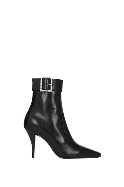 Shop Saint Laurent Ankle Boots Leather Black