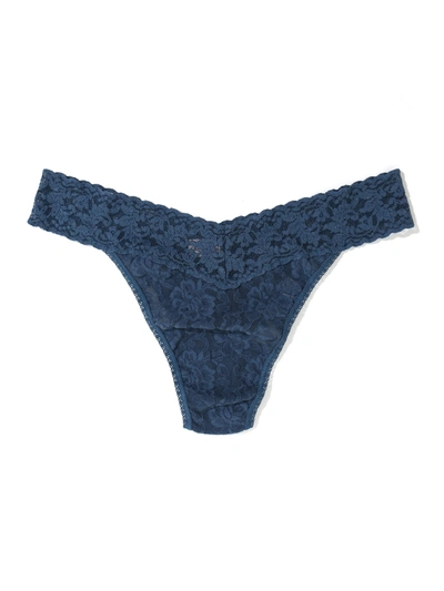 Hanky Panky Signature Lace Original Rise Thong Deep Waters Blue In Multicolor