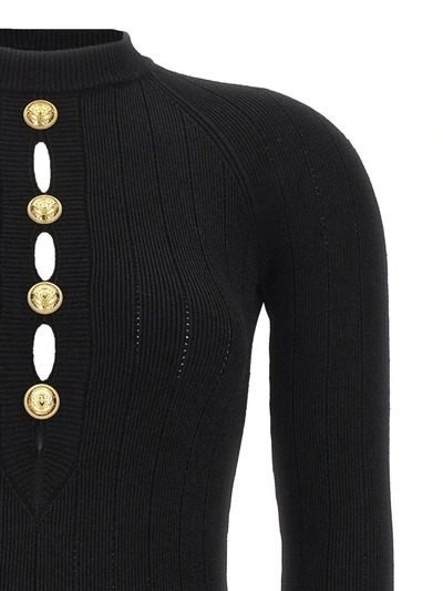 Shop Balmain Logo Button Bodysuit In Black