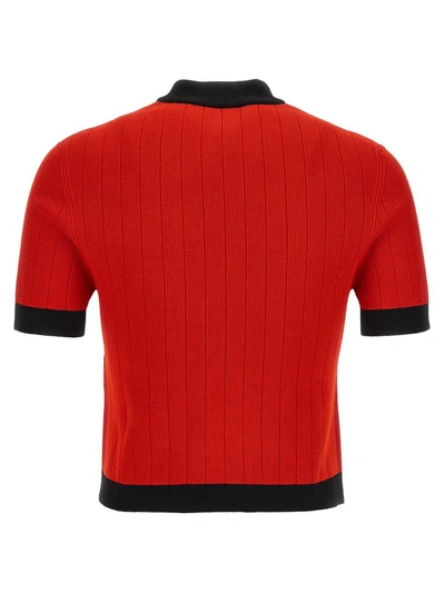 Shop Balmain Logo Buttons Short Sleeves Cardigan In Red