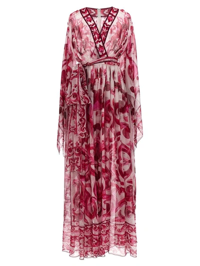 Shop Dolce & Gabbana 'mai24' Long Dress In Fuchsia