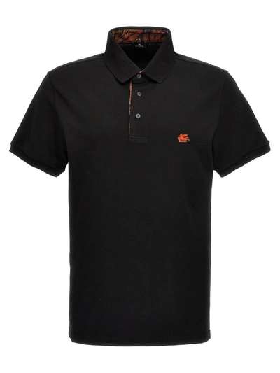 Shop Etro Embroidered Logo Polo Shirt In Black