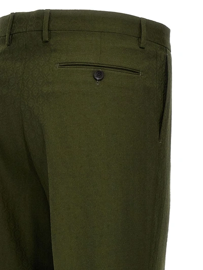Shop Etro Jacquard Wool Pants In Green