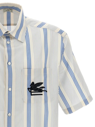 Shop Etro Logo Embroidery Striped Shirt In Multicolor