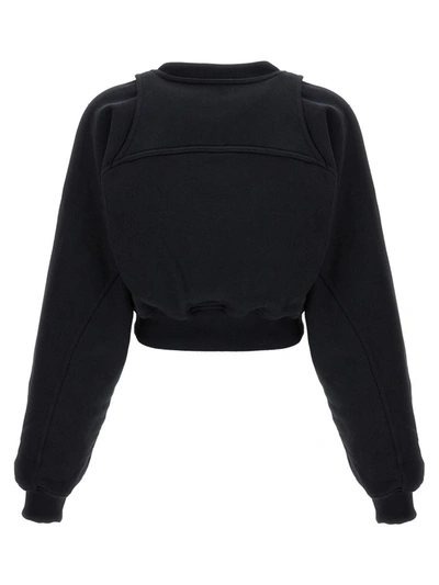Off-white Cotton Sweatshirt With Frontal Logo In Black