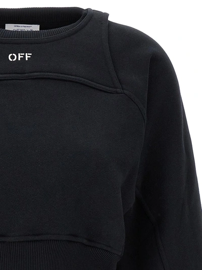 Off-white Cotton Sweatshirt With Frontal Logo In Black