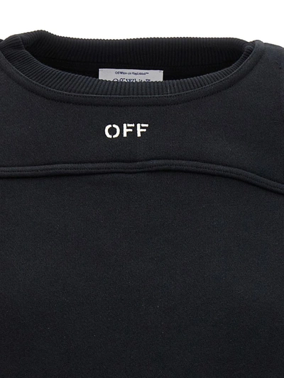 Off-white Cotton Sweatshirt With Frontal Logo In Black