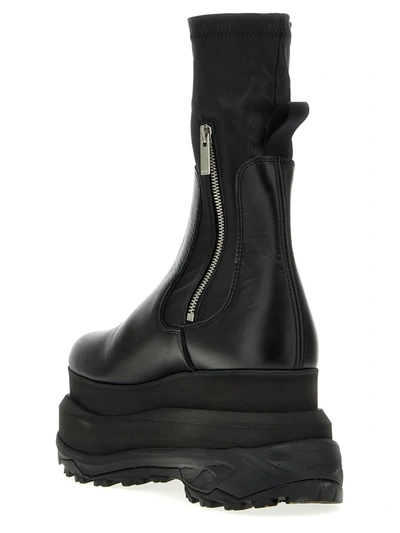 Shop Sacai Leather Platform Boots In Black