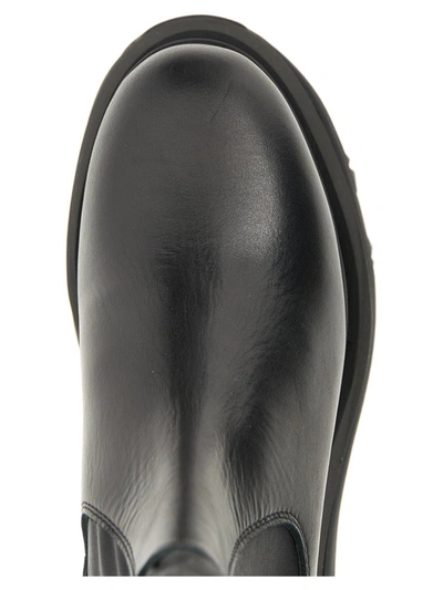 Shop Sacai Leather Platform Boots In Black
