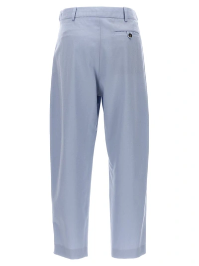 Shop Stella Mccartney Front Pleat Wool Pants In Light Blue