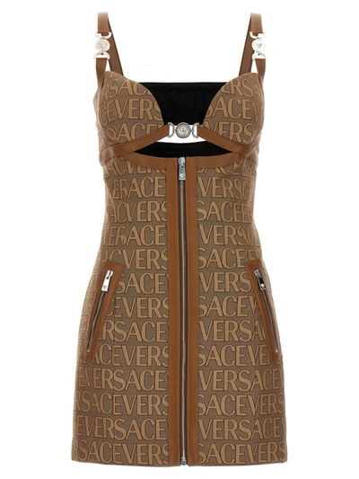 Shop Versace ' Allover' La Vacanza Capsule Dress In Beige