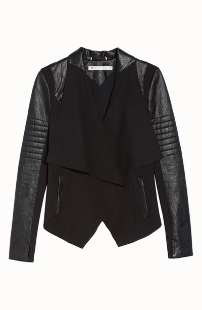 Shop Blanc Noir Drape Front Jacket In Black