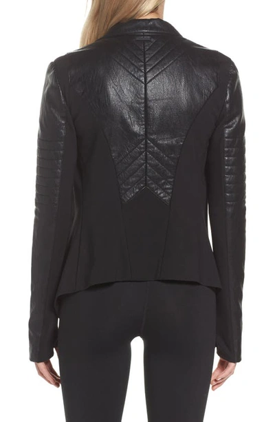 Shop Blanc Noir Drape Front Jacket In Black