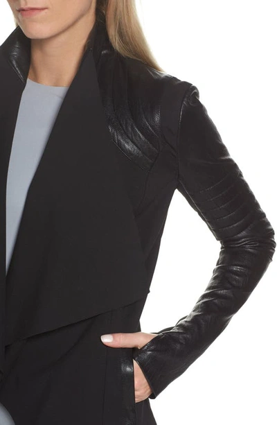 Shop Blanc Noir Drape Front Jacket In Black