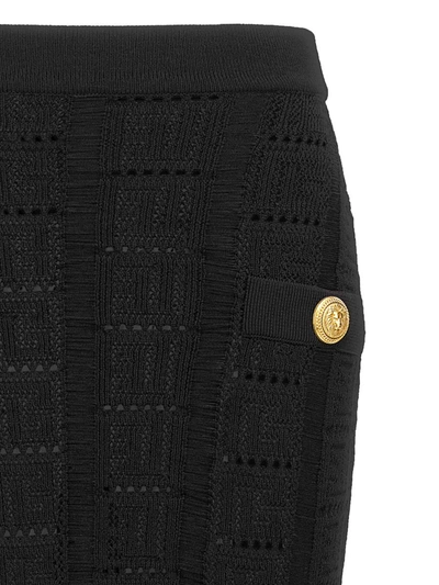 Shop Balmain 'monogram' Skirt In Black