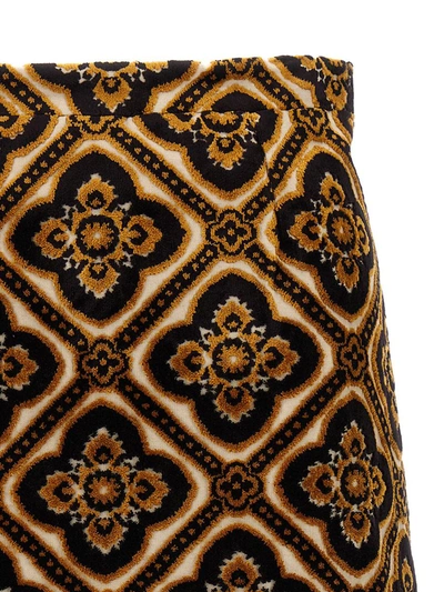 Shop Etro Jacquard Velvet Skirt In Black