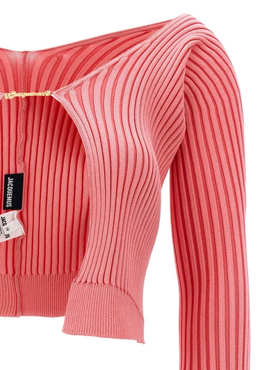 Shop Jacquemus Cardigan 'le Maille Pralu' In Pink