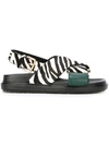 MARNI ZEBRA PRINT FUSSBETT PONY LEATHER SANDALS,FBMSU04G01LV61311251550