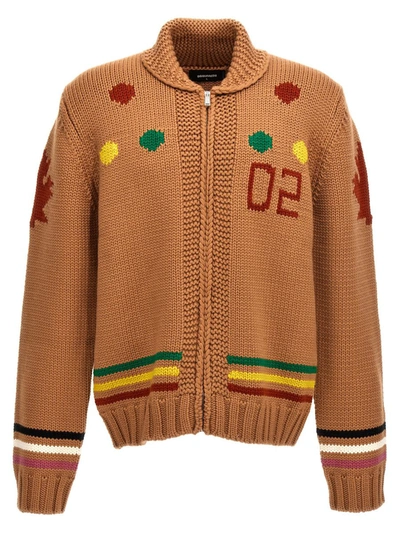 Shop Dsquared2 Jacquard Cardigan In Multicolor