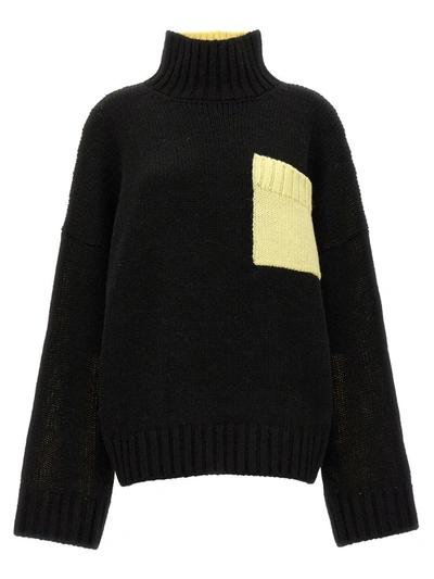 Shop Jw Anderson J.w. Anderson Logo Embroidery Two-color Sweater In Black