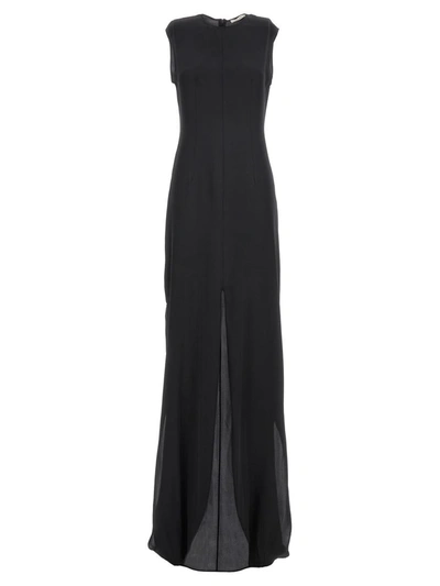 The Row Draped Silk Mini Dress In Black