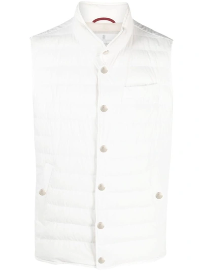 Shop Brunello Cucinelli Padded Vest In White
