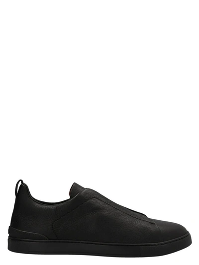 Shop Ermenegildo Zegna 'triple Stitch' Sneakers In Black