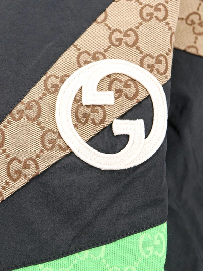 Gucci Panelled Gg Canvas Bomber Jacket In Black