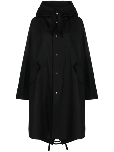 Shop Jil Sander Cotton Midi Parka Coat In Black