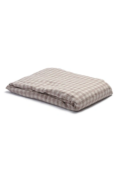 Shop Piglet In Bed Gingham Linen Fitted Sheet In Mushroom